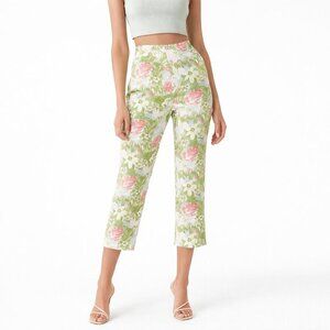 REFORMATION Pinegrove‎ Linen Pants Women’s Size 2 Floral Print High Rise Cropped